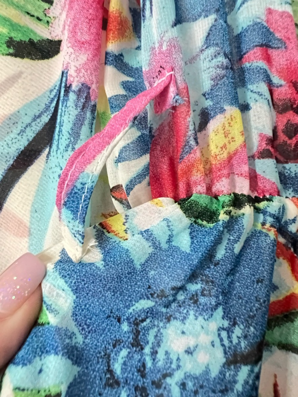 HAODUOYI Floral Wrap Maxi Dress in Cream, Pink and Blue - Picture 11 of 14